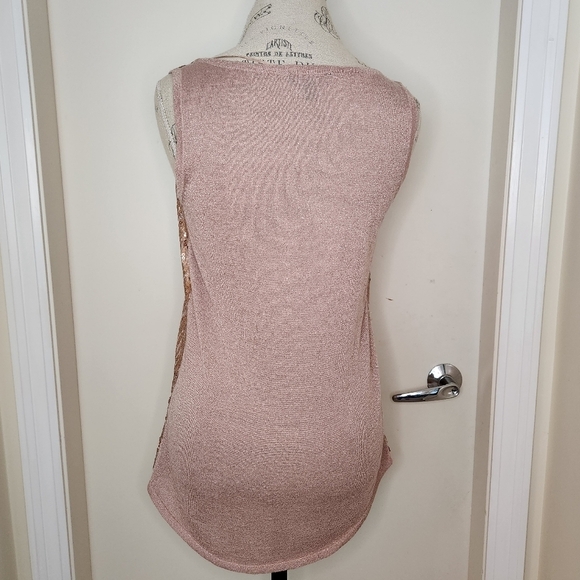 Rose gold sequin scoop neck top - Picture 5 of 10